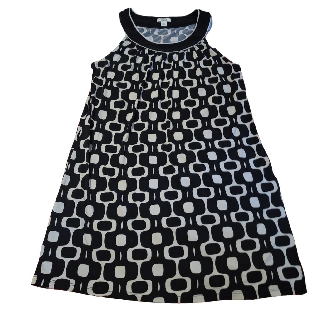 Cato Women's Sleeveless Dress Black and White Circles L